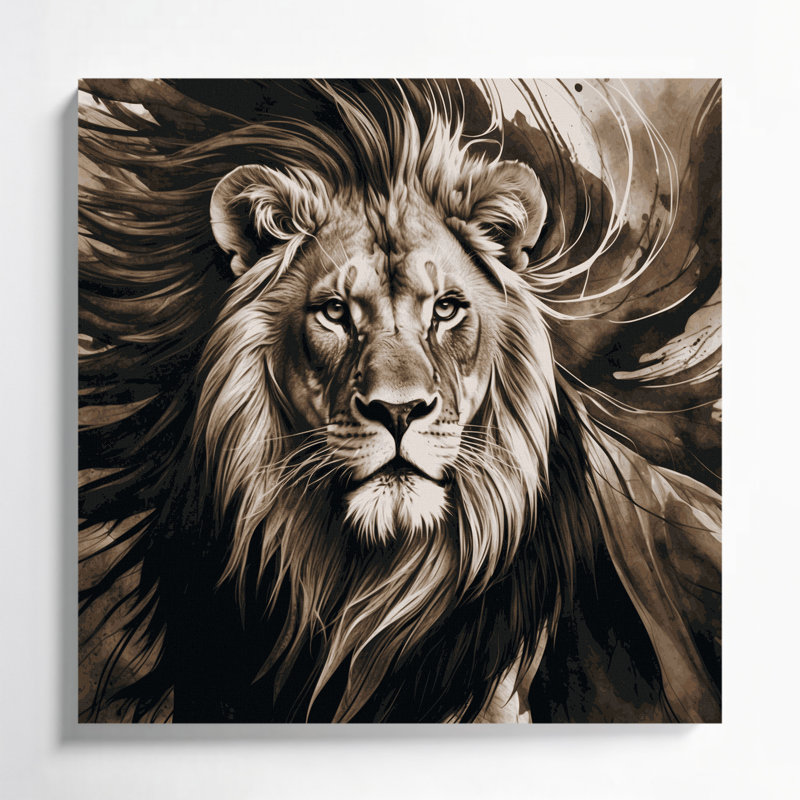«Big Cats Cape Lion», art mural sur toile noire