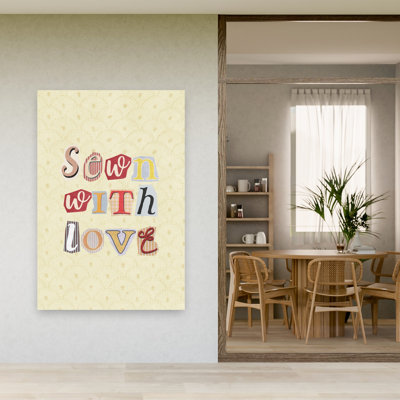 Sewn With Love Letters Abstract Contemporary Architecture Wall Art Print by Treechild - Wrapped Canvas Print