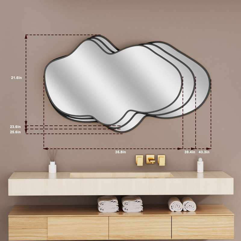 Miroir mural noir 43,3 po x 25,5 po - le choix idéal pour la salle à manger et le couloir, Noir, 43,3 po x 25,5 po