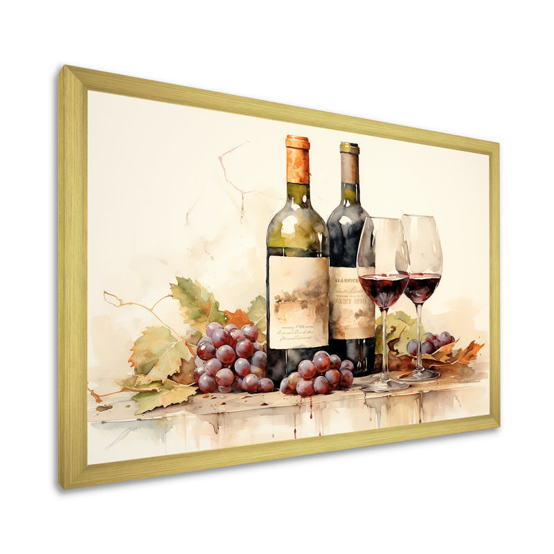 Nebbiolo Nuance sur toile, Cadre doré simple, H 12 po x l 20 po x P 1 po