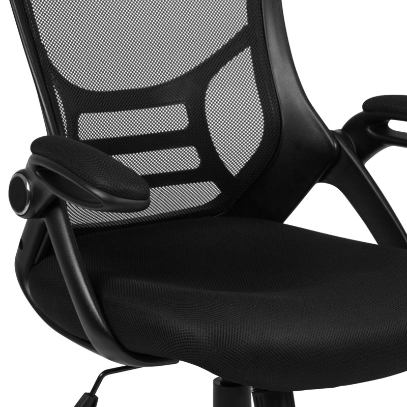 Cappello High-Back Mesh Swivel Ergonomic Office Chair with Flip-Up Arms, Black