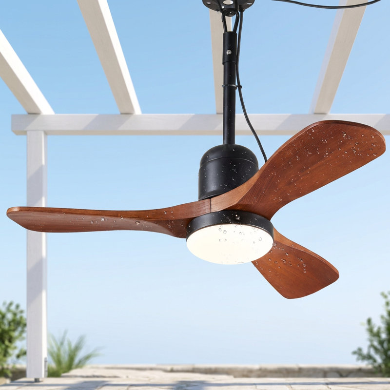 34" Small Farmhouse Ceiling Fan with Light & Remote – Dimmable LED, Plug-in/Hardwire for Covered Patios, Gazebos & Pergolas