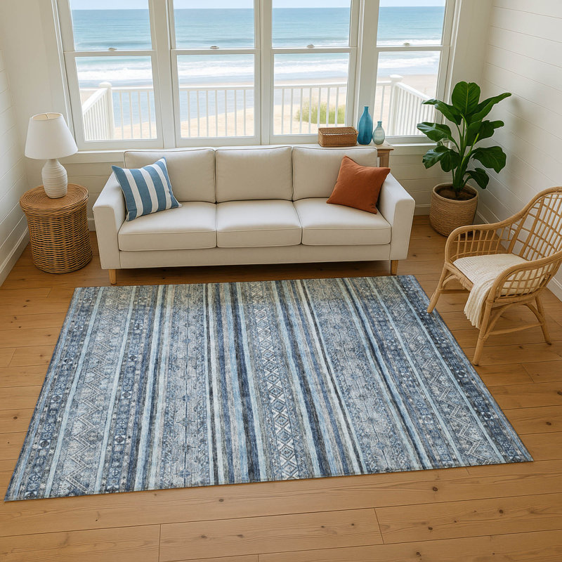 Premium Machine Washable Baford AMF1653 Stripes Rug, Rectangle 5' x 7'6"