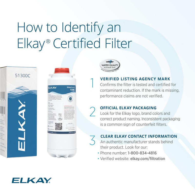 Elkay Genuine WaterSentry 51300C Replacement Filter for ezH2O Bottle Filling Stations, NSF Certified, Reduces Lead & Microplastics, 3,000 Gallons, 12 Pack