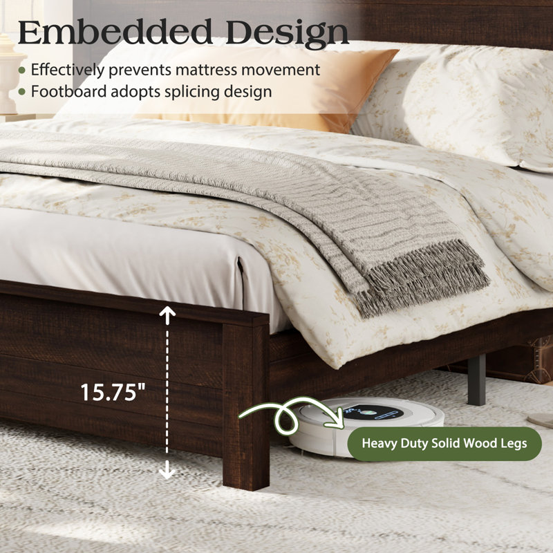 Farmhouse Solid Wood Platform Bed, Full, Espresso