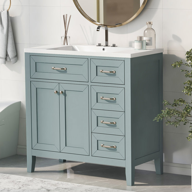 Meuble-lavabo simple 36 po avec plateau en céramique Basden, Vert