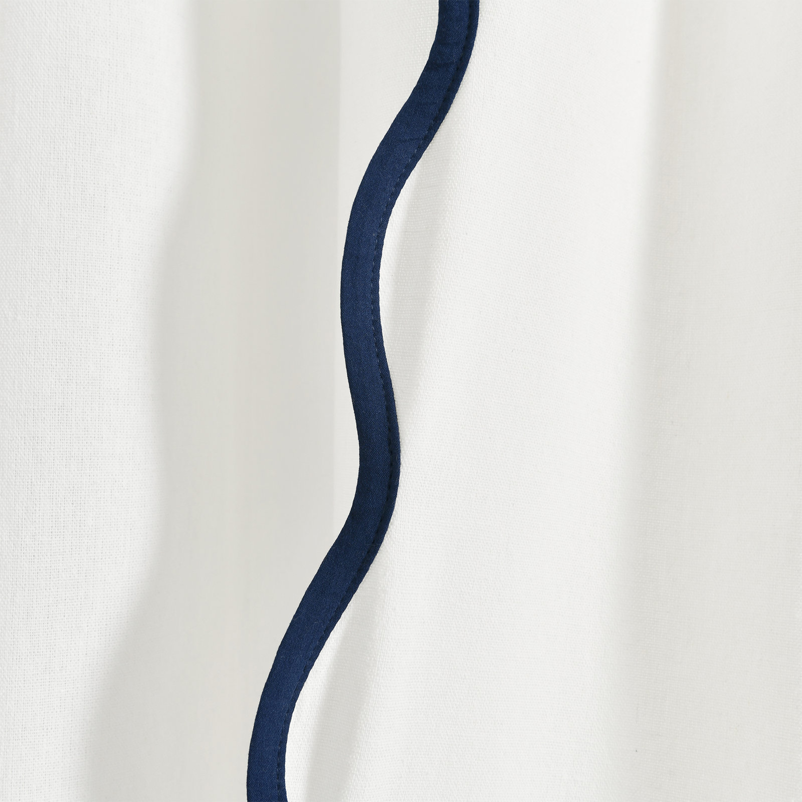Yolonda Semi Sheer Cotton Blend Curtain, Navy/White, 52'' W x 84'' L