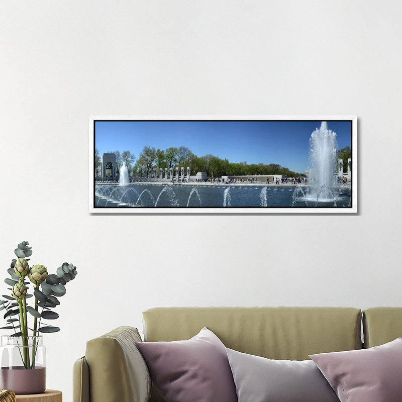 Fountain in a war memorial, National World War II Memorial, Washington DC, USA 1 Piece Panoramic Wall Art on Canvas