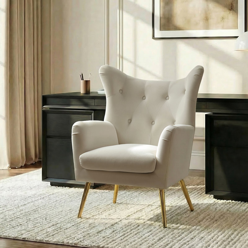 Fauteuil à oreilles 29,25 po Avianna, Velours havane