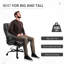 Grande et grande chaise de bureau de 500 lb. Chaise d'ordinateur à hauteur réglable avec roulettes pivotantes, housse de siège en lin, gris foncé pour le soutien et le soutien du dos. Finition, hauteur, confort
