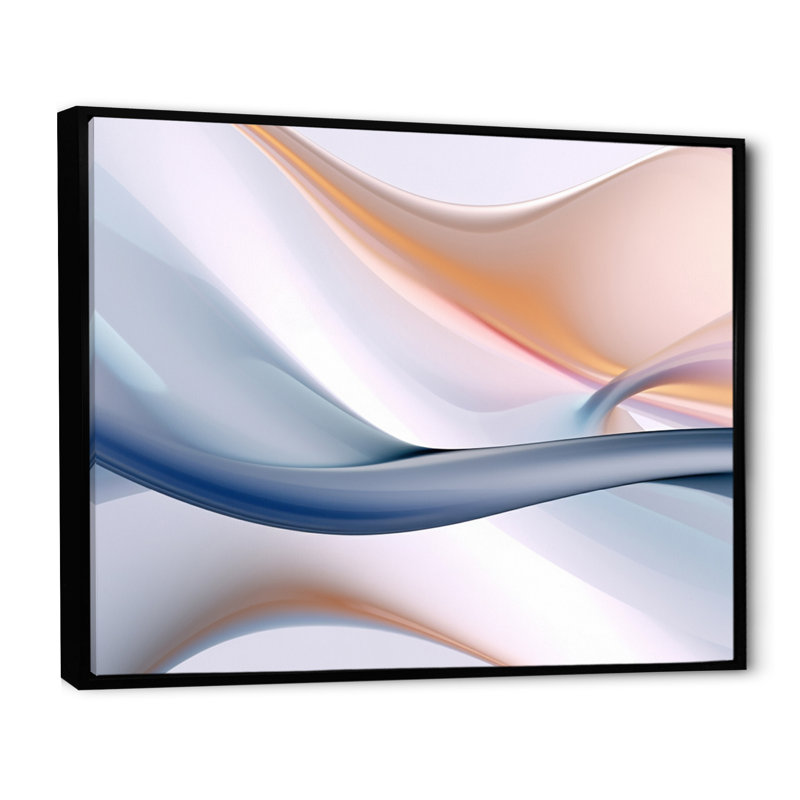 «Orange and Blue Fractal Ripples I», reproduction d'art sur toile, H 12 po x l 20 po x P 1 po, Cadre flottant noir