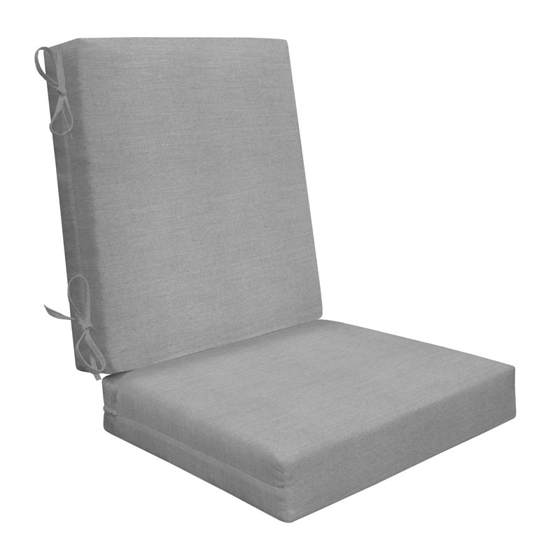 Cesur High Back Outdoor Chair Cushions, Weather-Resistant Supportive Patio Dining Chair Cushions, Vista Pewter, 4"
