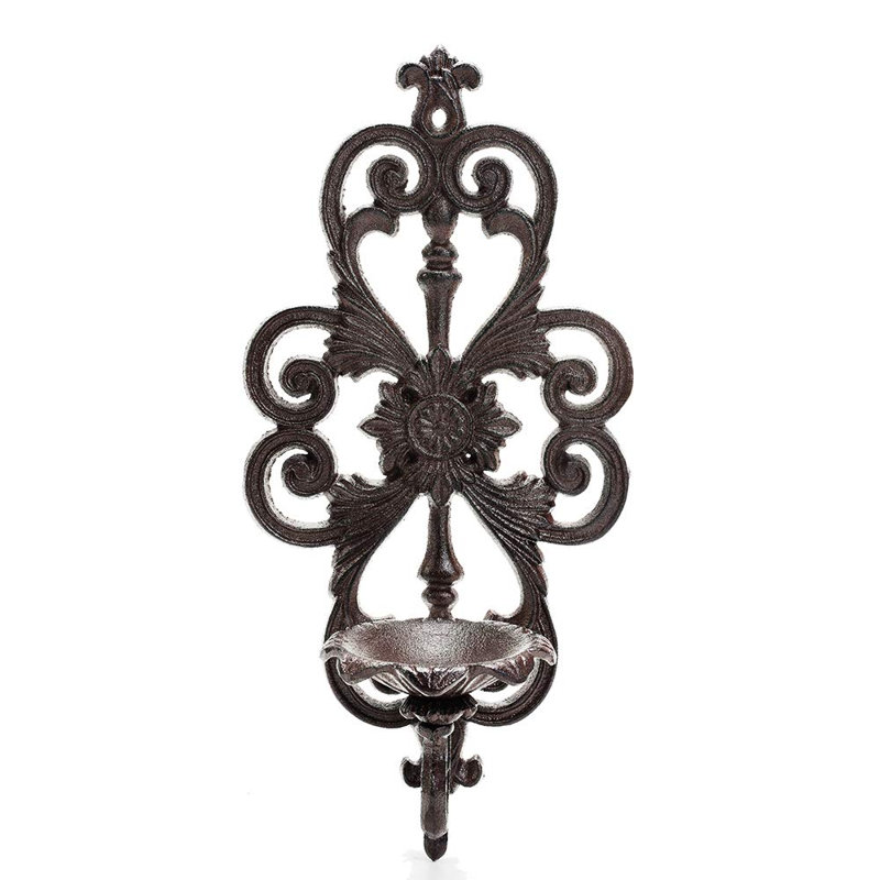 Cast Iron Wall Hanging Sconce Tealight Pillar Candlesticks Holder - Vintage Vine Design Home Candle Display Holder