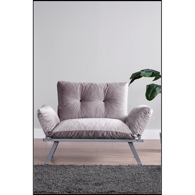 Causeuse Alora avec pieds en métal, conception convertible moderne pour petits espaces et multifonction, Gris Pierre