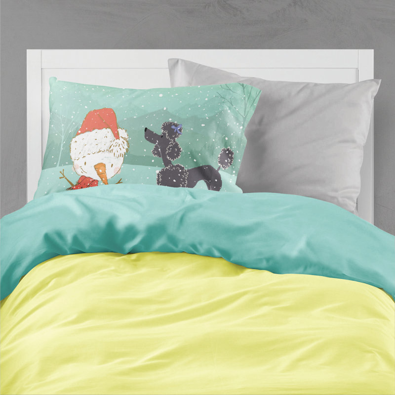 Taie d’oreiller de noël bonhomme de neige, Caniche noir