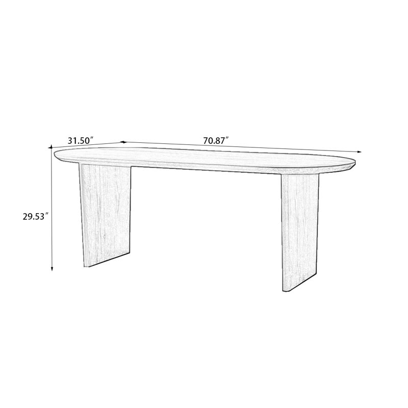 Oval Solid Wood Dining Table, Black, 29.53"H x 70.87"L x 31.5"W