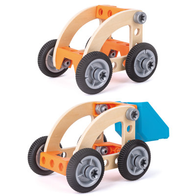 Hape: Junior Inventor: Build 'N' Drive Car Set - 37pcs, Vehicle Buidling Toy Kit, Design & Construction, Store Install Toolbox, STEM Learning, Kids 3+