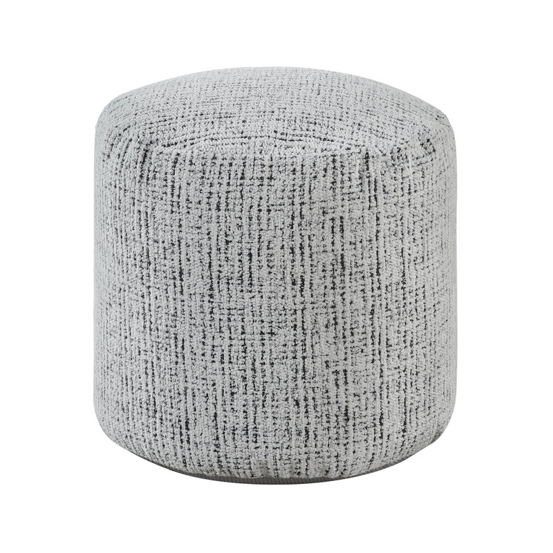 Multi-Color Cylindrical Pouf With Zipper Closure And Chenille Fabric Cover 5.02 Lb Weight, Gray Chenille