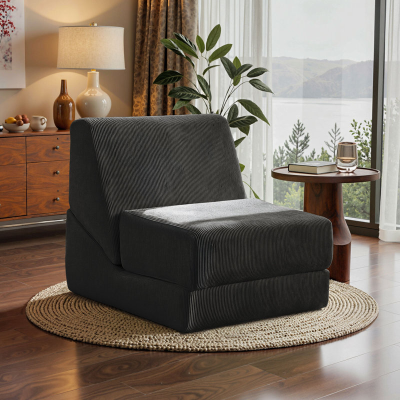  3 IN 1 Convertible Folding Sofa Chair, Corduroy Sleeper Chair, Floor Chair Bed With Back Support, Space Saving & No Assembly