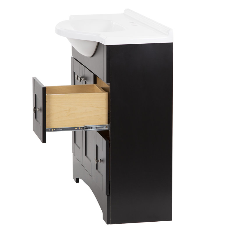 Meuble-lavabo simple 37 po avec plateau en marbre de culture, Espresso