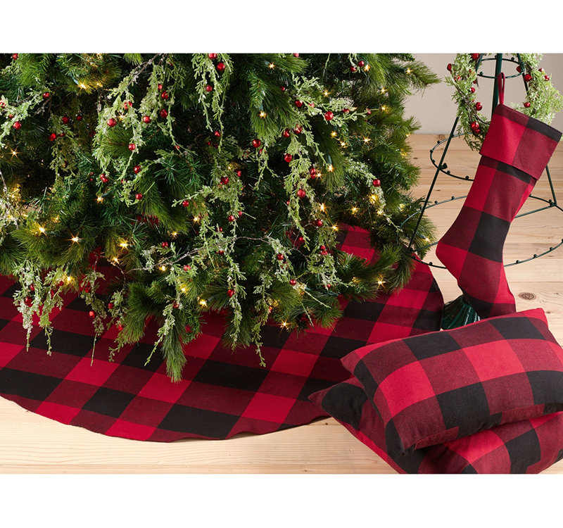 Jupe d'arbre de Noël avec fermeture autoagrippante, Rouge