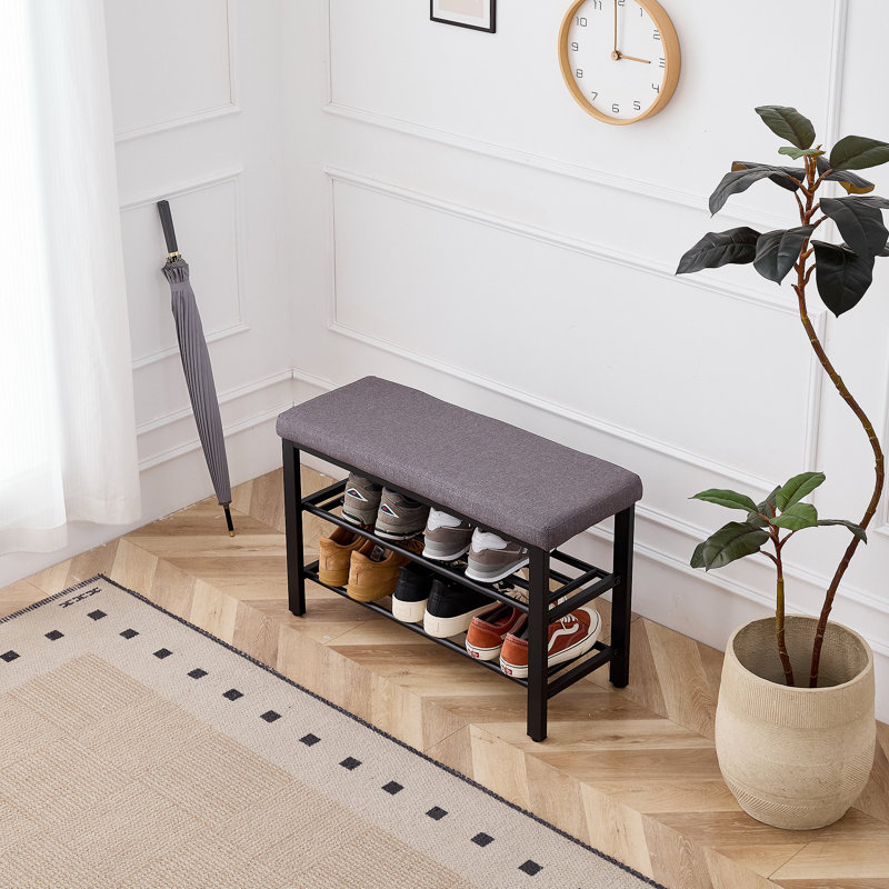 Banc à chaussures, banc de rangement, banc d'entrée avec coussin, tablette à chaussures avec siège, peu encombrant, style moderne