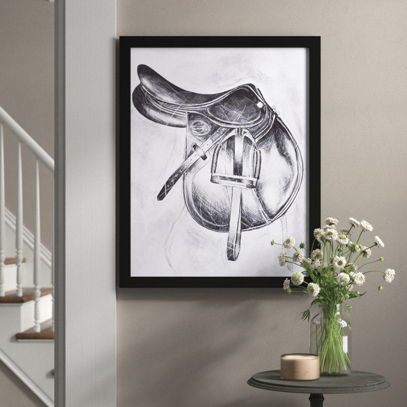 «Jilling Saddle Farm Animals» par Oliver Gal - Reproduction d'art graphique sur papier encadré, H 30 po x l 24 po x 1,5 po