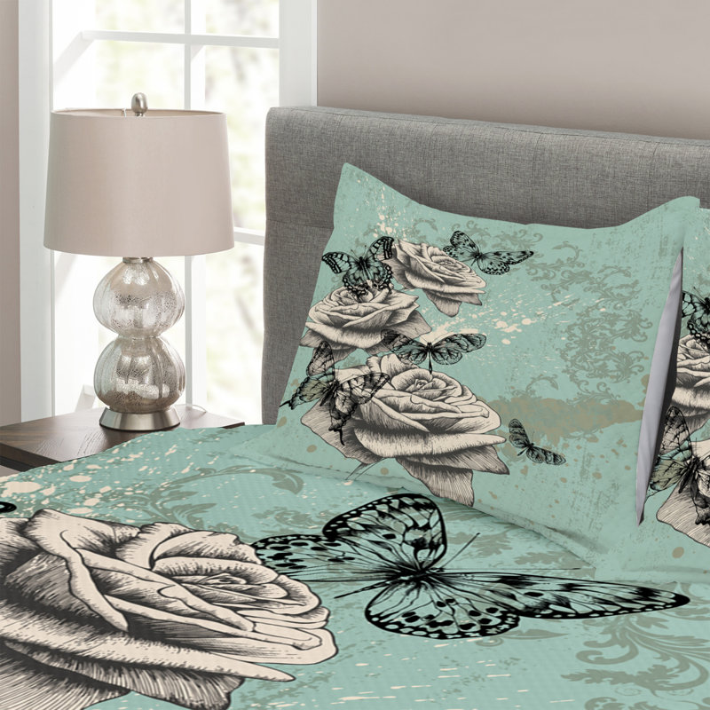 Adelinah Polyester Floral Bedspread with Pillow Shams, 220 x 220 cm Bedspread - 2 Shams