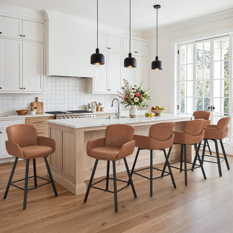 Tabourets de bar Nicola Dynasty Luxury, 6, Nouveau brun / similicuir