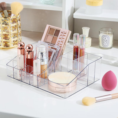 Clear Makeup Organizer For Countertop And Bathroom Vanity, Cosmetic Storage For Lipstick, Brushes, Skincare And Beauty Essentials