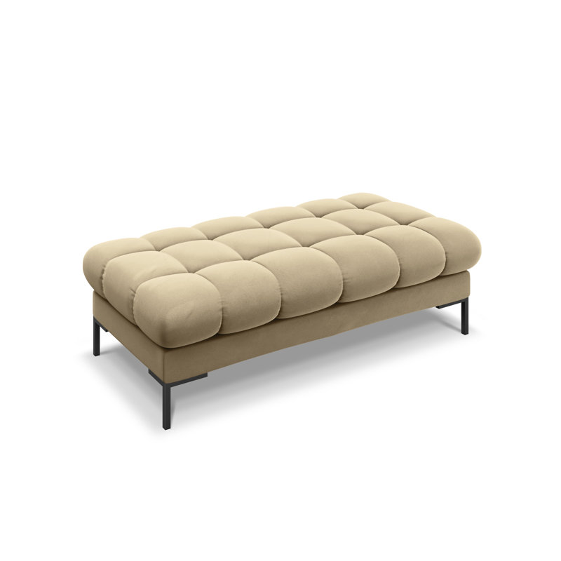 Asbell Polyester Upholstered Bench, Beige, Black