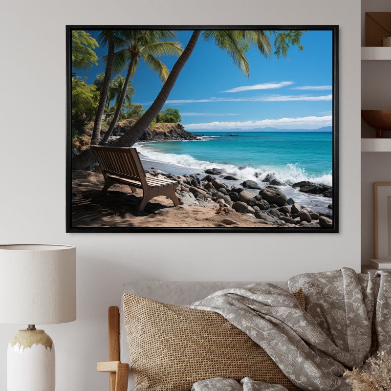" Caraibe Paradise Found I ", Black Floater Framed, 30" H x 40" W x 1.5" D