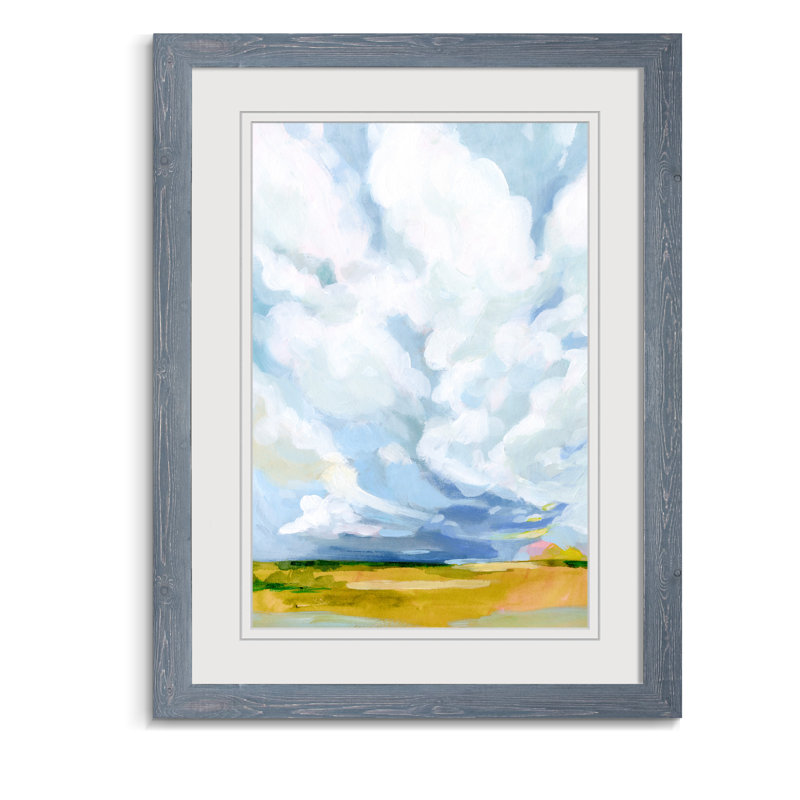 « lucid skies i »-cadre photo, impression sur toile, H 28 po x l 38 po x 1,25 po, Encadré imprimé gris, Blanc mat