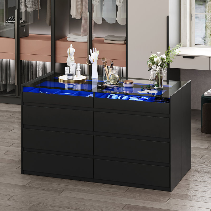 Closet Island With 16 Drawers, Black