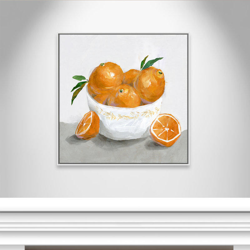 Abbaye «Oranges» par Isabelle Z - reproduction d'art, Toile avec cadre blanc, H 37,5 po x l 37,5 po x P 2 po