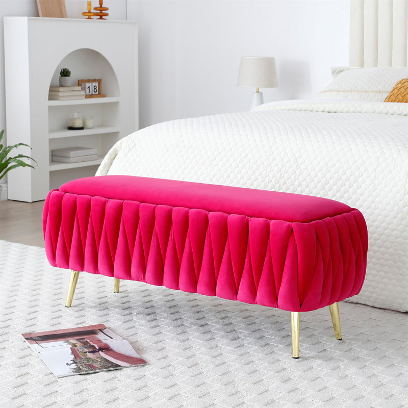 Banc de rangement polyvalent en velours pour diverses pièces, rehaussant l'espace et le style., Rose