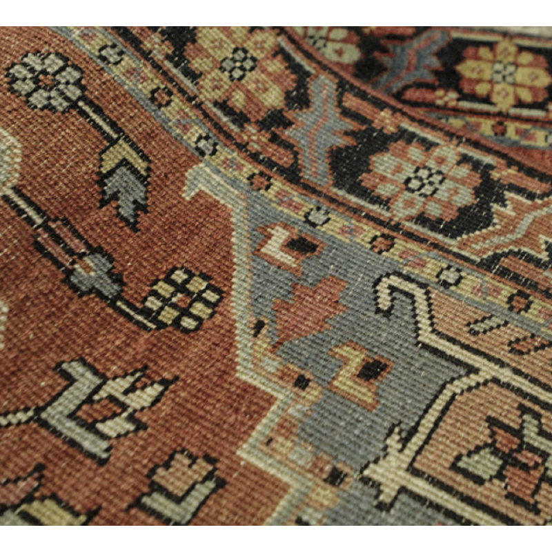 Hand-Knotted High-Quality Red and Blue Runner
