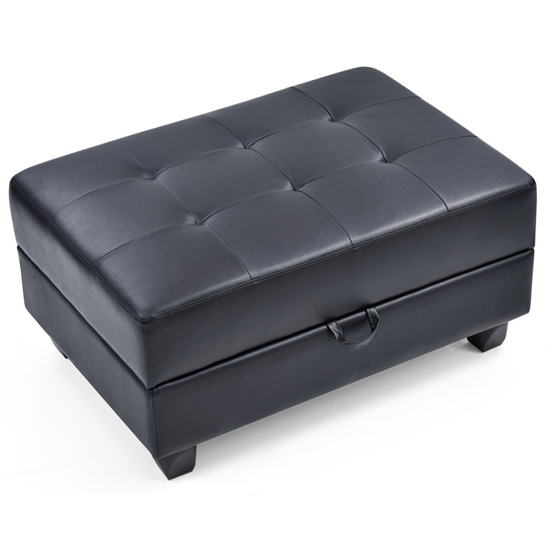 Sleek Contemporary Ottoman, Black