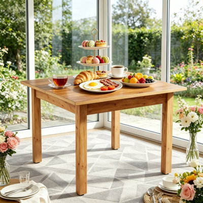 Rustic Brown Dining Table, Solid Wood Square Coffee Table, Multi-Functional Table for Kitchen & Living Space