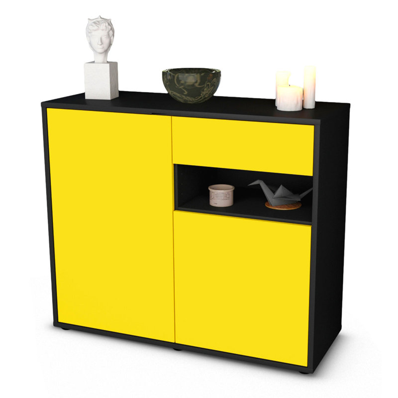 Rayburn 92cm Sideboard, Charcoal/Yellow