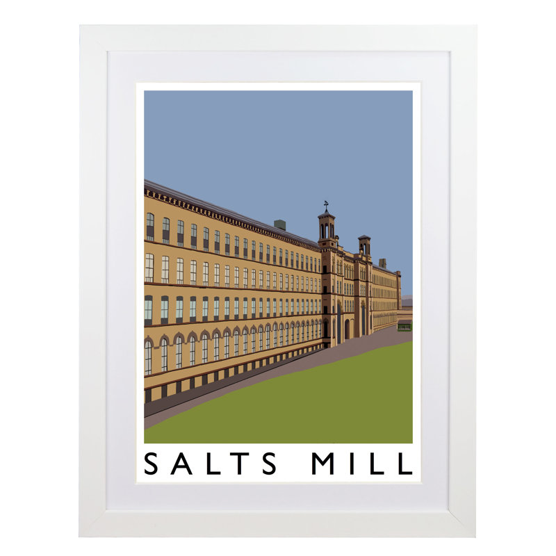 'Salts Mill' by Richard O'Neil - Print, 54 cm H x 44 cm W x 2.2 cm D, White Wood Frame