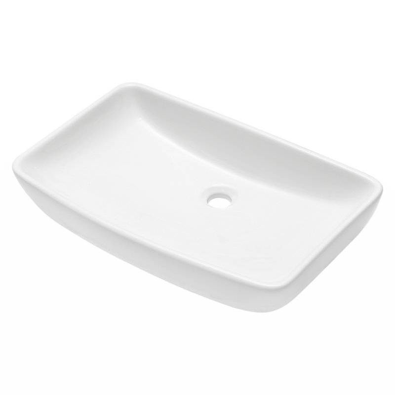 Wenty 15'' White Ceramic Rectangular Bathroom Sink