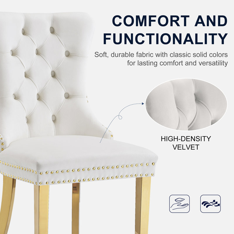 7-Piece Rock Plate Dining Set, 59" Round Marble-Look Tabletop With Brushed Gold Stainless Steel Base & 6 Velvet Upholstered Dining Chairs