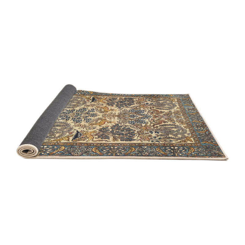 Tapis beige/noir traditionnel, Rond 3 pi