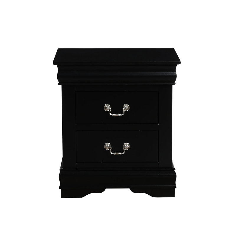 2 tables de chevet noires pour une chambre à coucher en bois massif avec 2 tiroirs