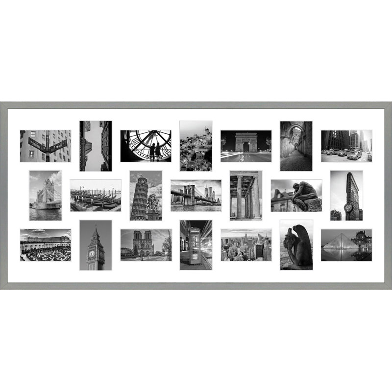 Manosque Wood Picture Frame with Mat, Light Grey