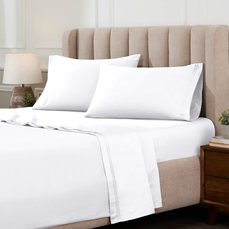 Bowning Simba Egyptian Cotton Deep Pocket Solid Luxury 1000 Thread Count Sheet Set, White