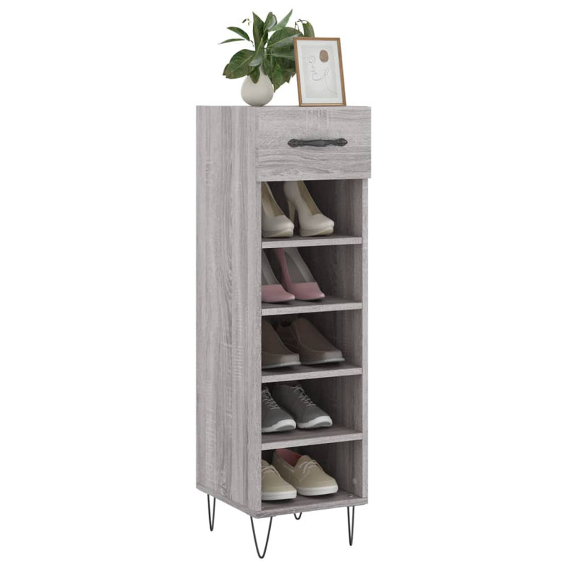5 Pair Shoe Storage Cabinet, Grey Sonoma