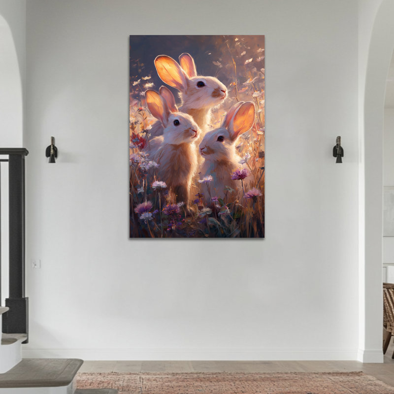 Décoration murale en toile de lapin de Timbre, reproduction d'art de Pâques sur toile, impression encadrée de Pâques pour la conception de maison et la mise à niveau de l'espace, 20 x 30 pouces