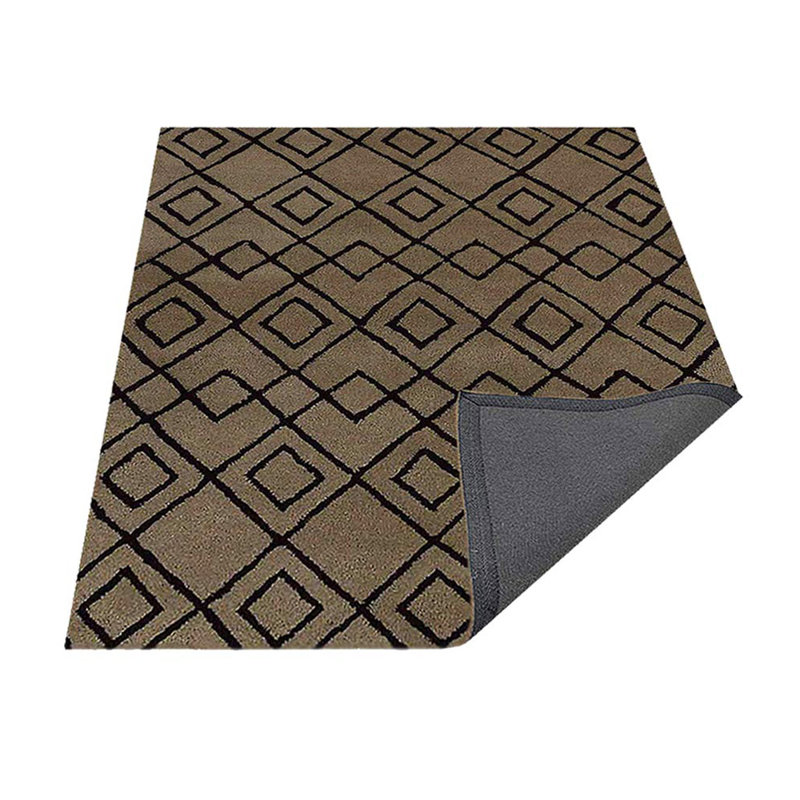 Esmeralda HAND TUFTED WOOL ECO-FRIENDLY AREA RUGS, Brown Color, Geometric Design, Rectangle 4' x 6'
